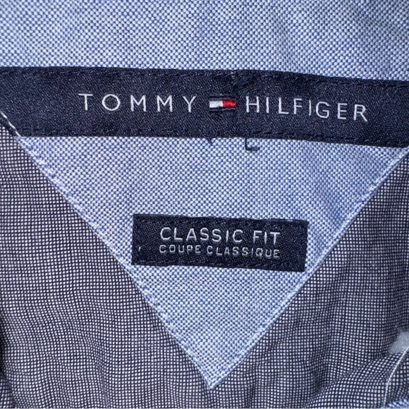 Tommy Hilfiger Men’s Button Down Shirt SZ Medium Blue Jean Print - Picture 4 of 6